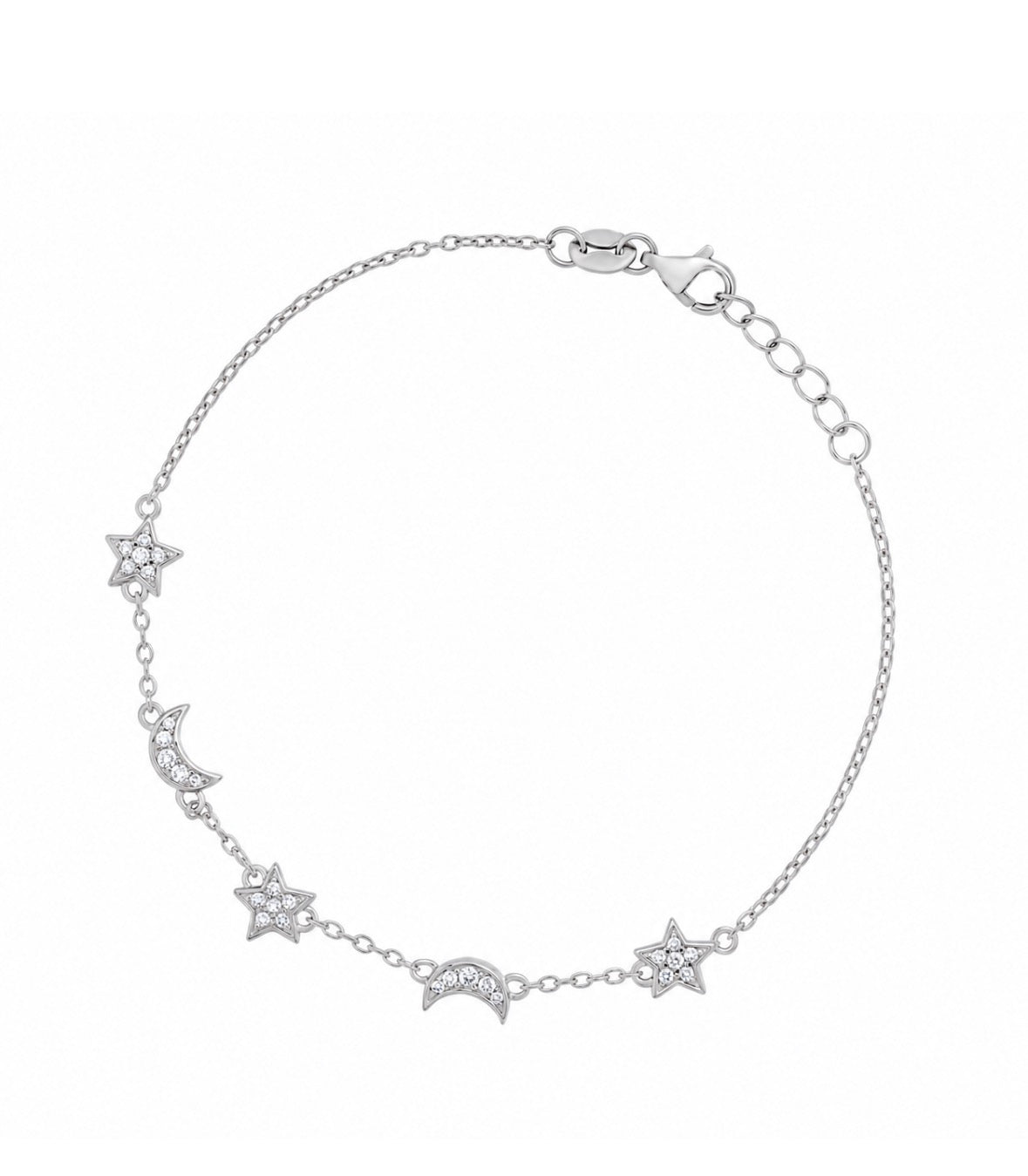 Silver Celestial Moon & Star Bracelet