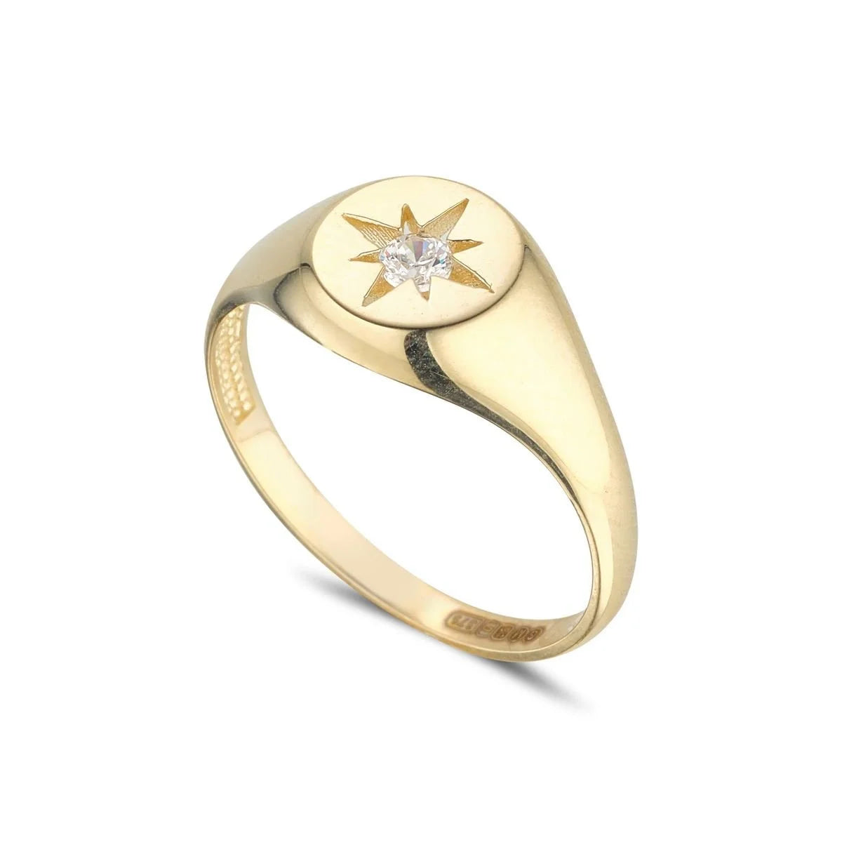 9ct Gold Star Signet Ring