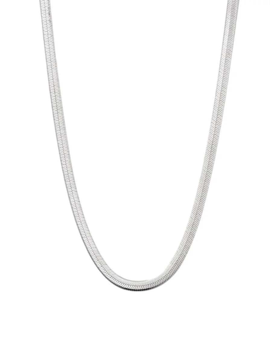 Silver Herringbone Chain Necklace
