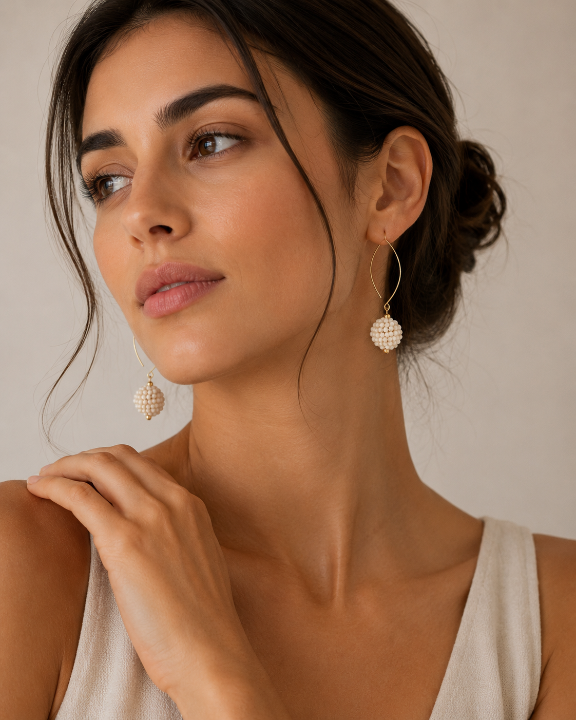 Cream Cluster Earrings