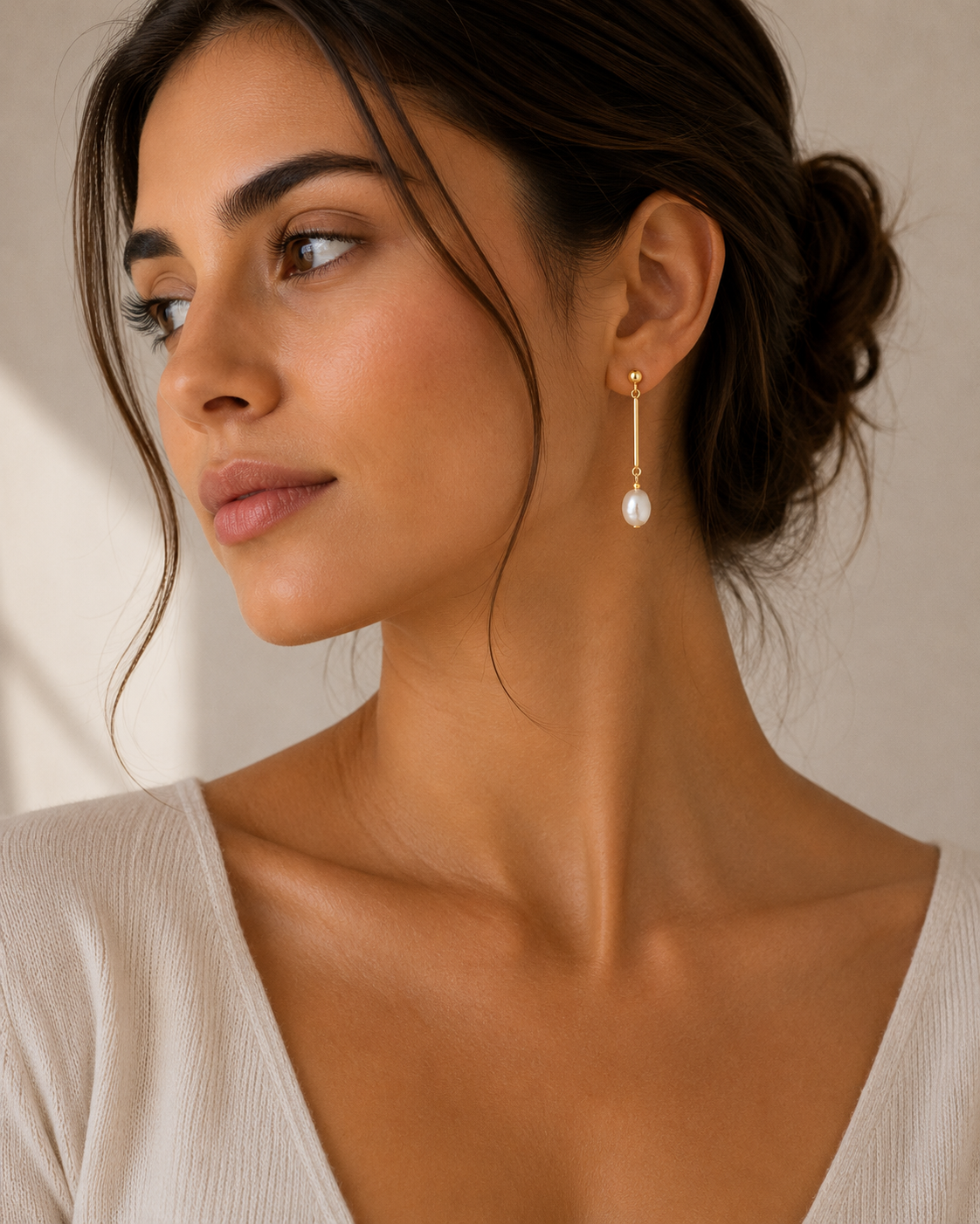 MoMuse Pearl Bar Drop Earrings