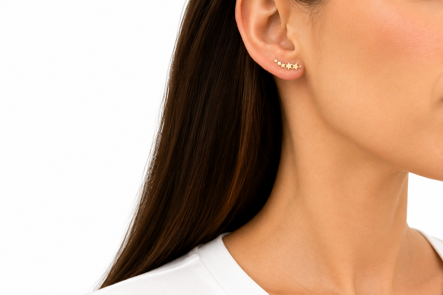 9ct Gold Star Crawler Earrings