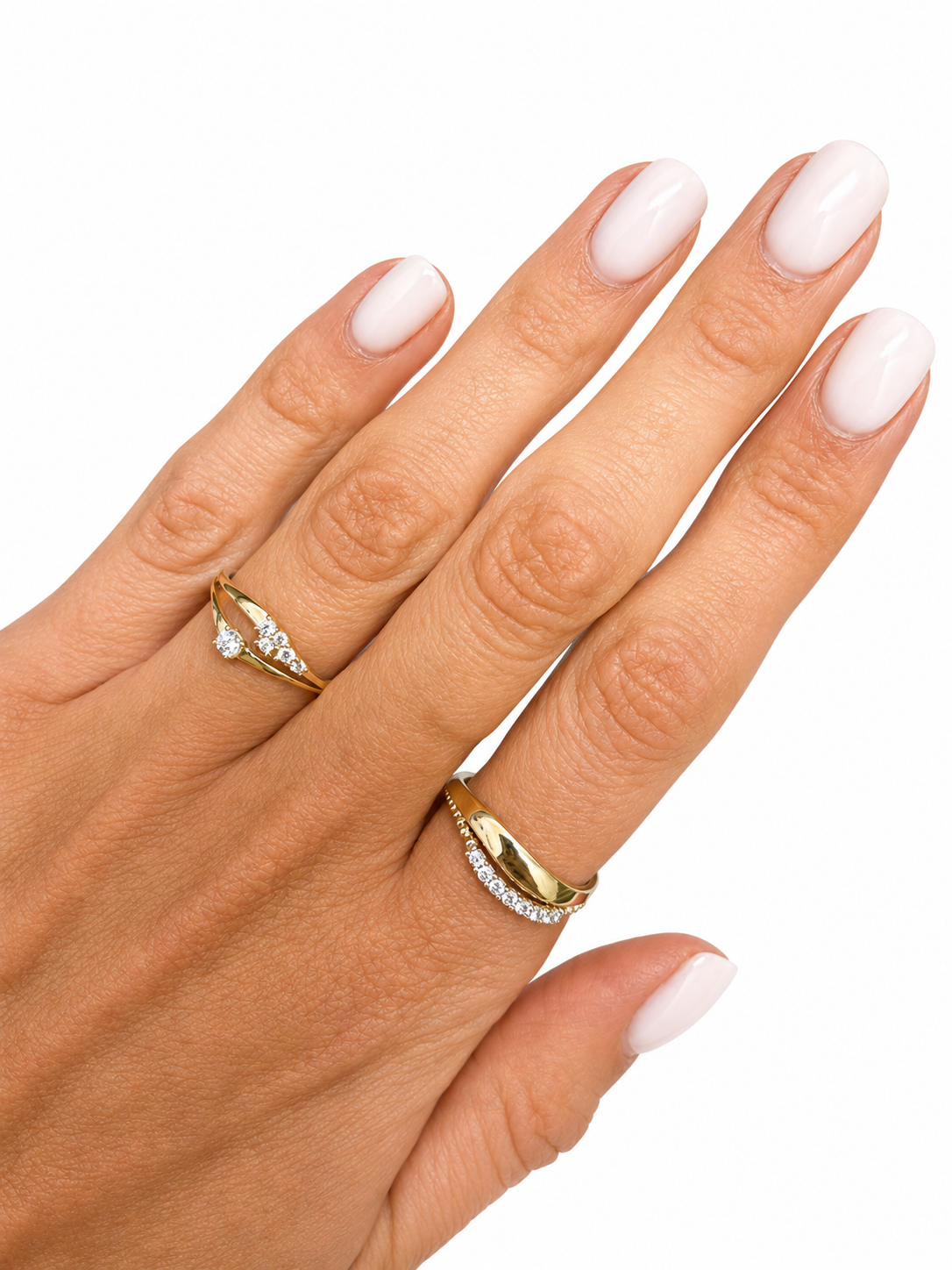 9ct Split Bead CZ Ring