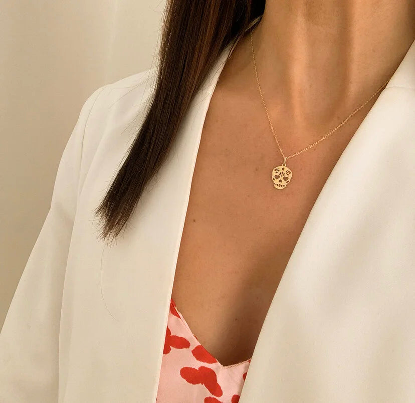 9ct Gold Skull Necklace