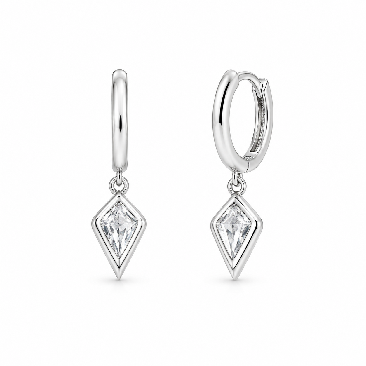 Silver Diamond Charm Hoop