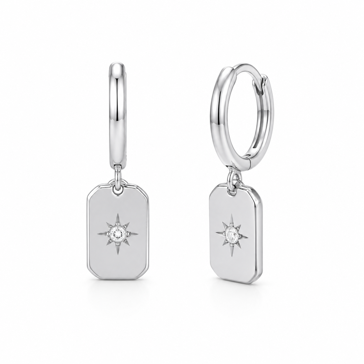 Silver Disc Charm Hoop