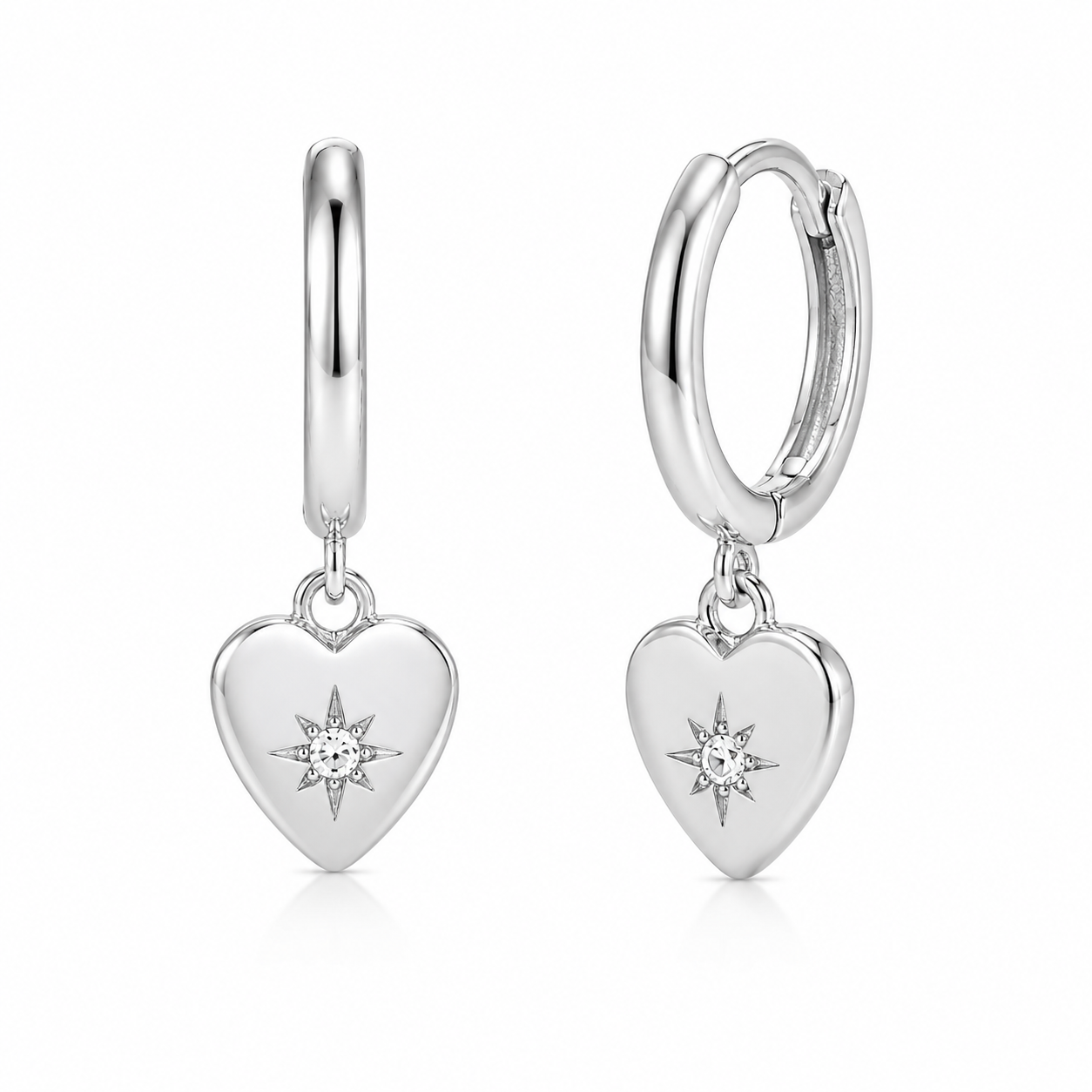 Silver Heart Charm Hoop