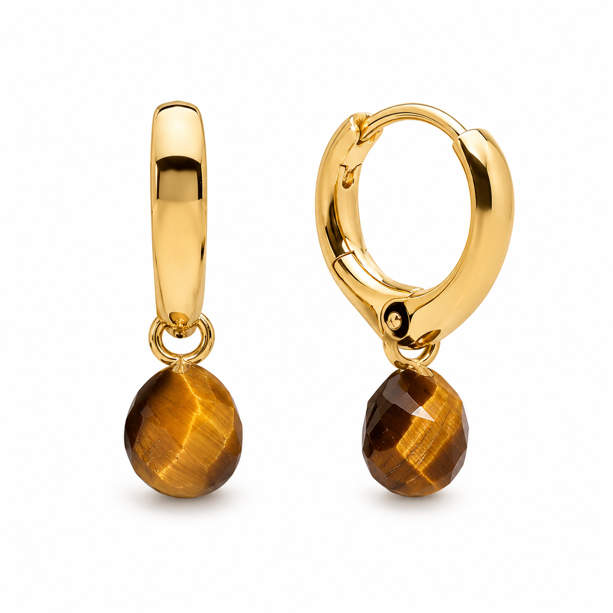 Gold Tiger’s Eye Charm Hoop