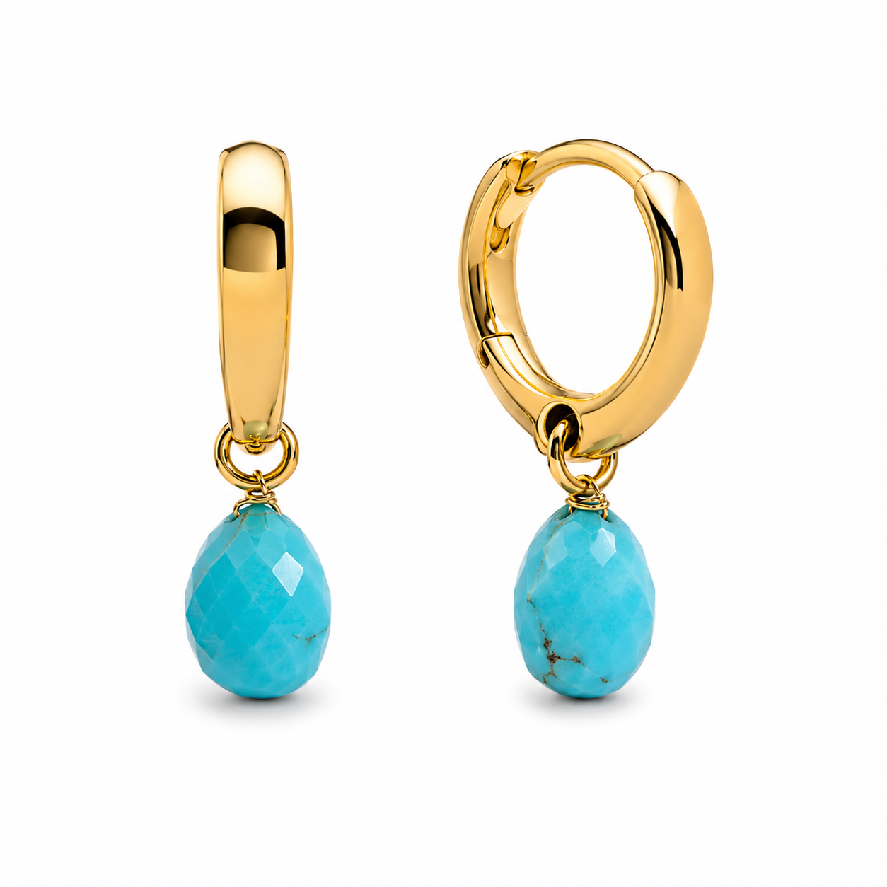 Gold Turquoise Charm Hoop