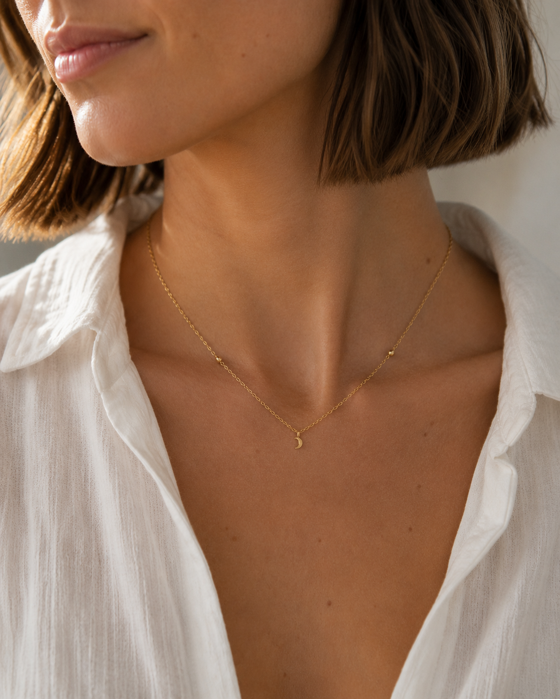 9ct Gold Moon Necklace