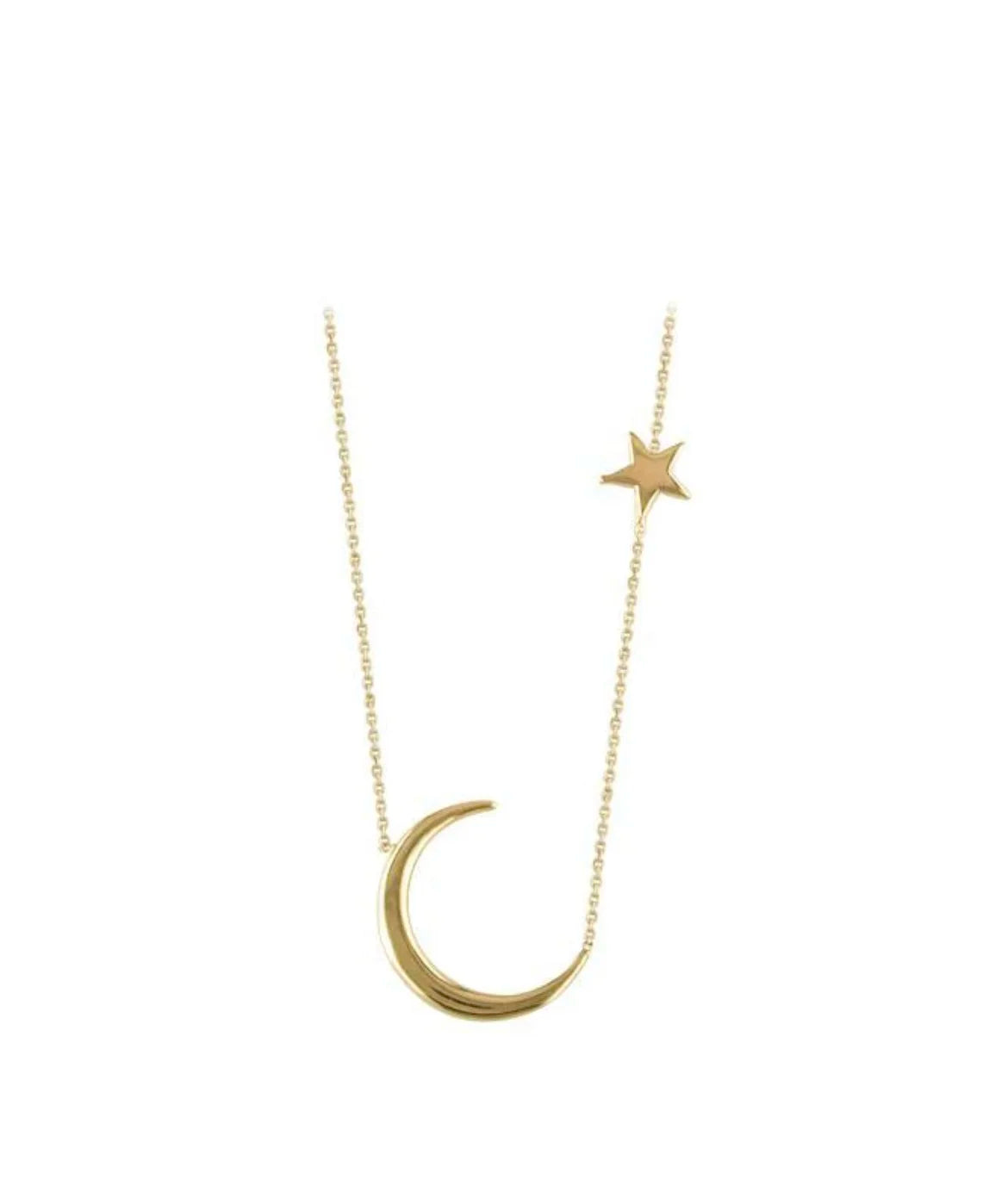 9ct Gold Moon and Mini Star Necklace