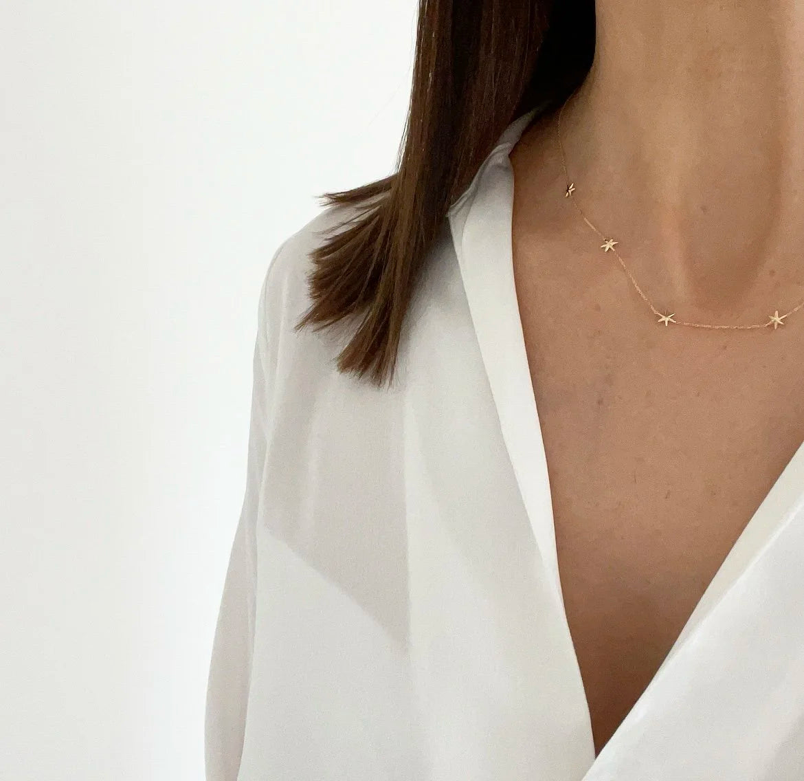 9ct Gold Five Star Necklace