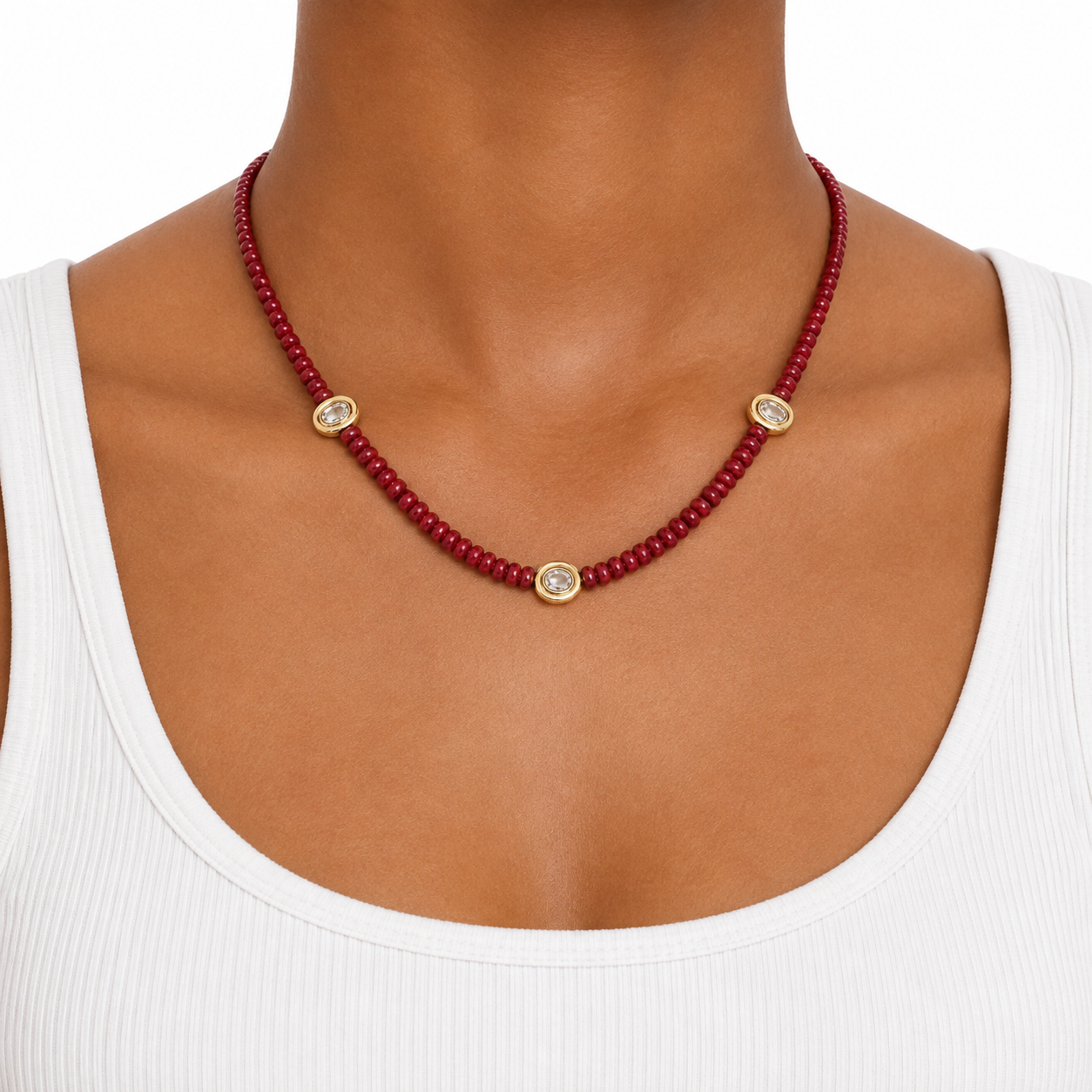 Lucie Necklace Red Jade