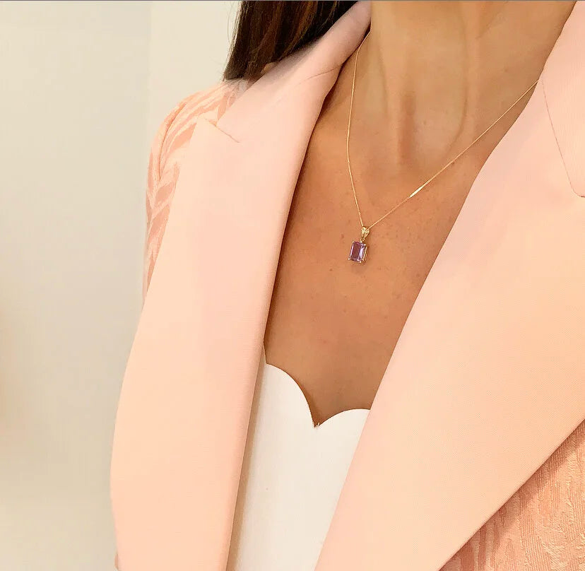 9ct Gold Purple Amethyst Necklace