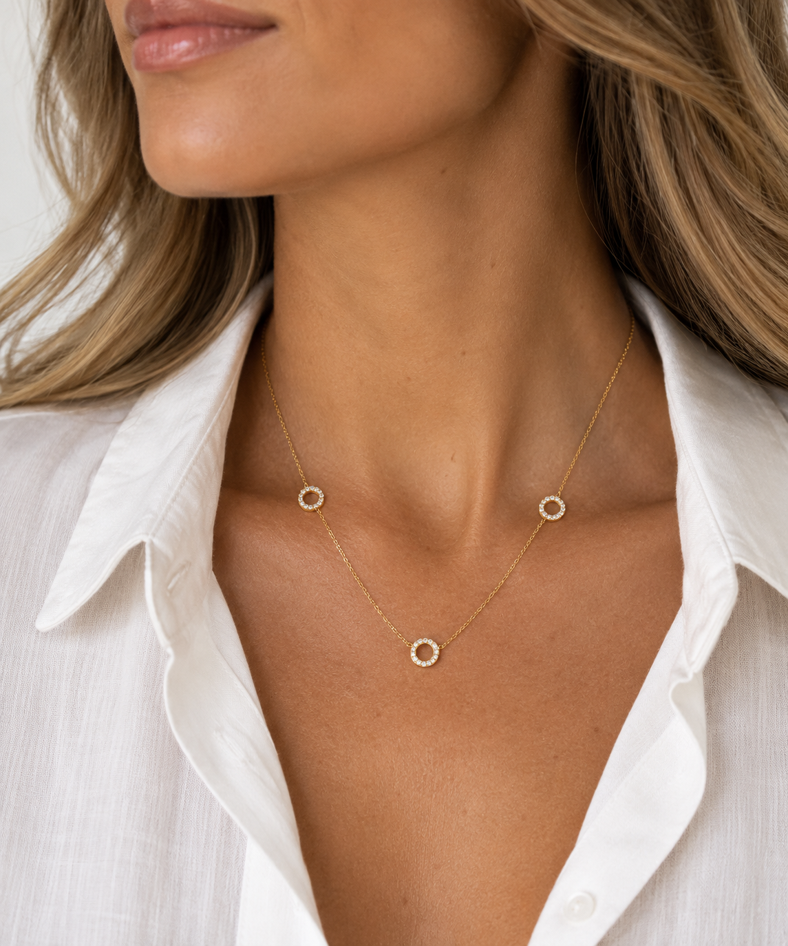 9ct Gold Triple circle Necklace
