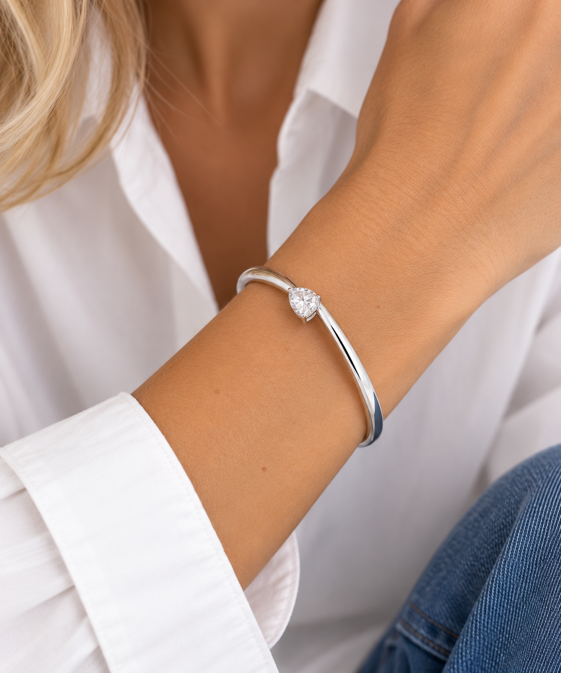 Silver Pear Drop Bangle