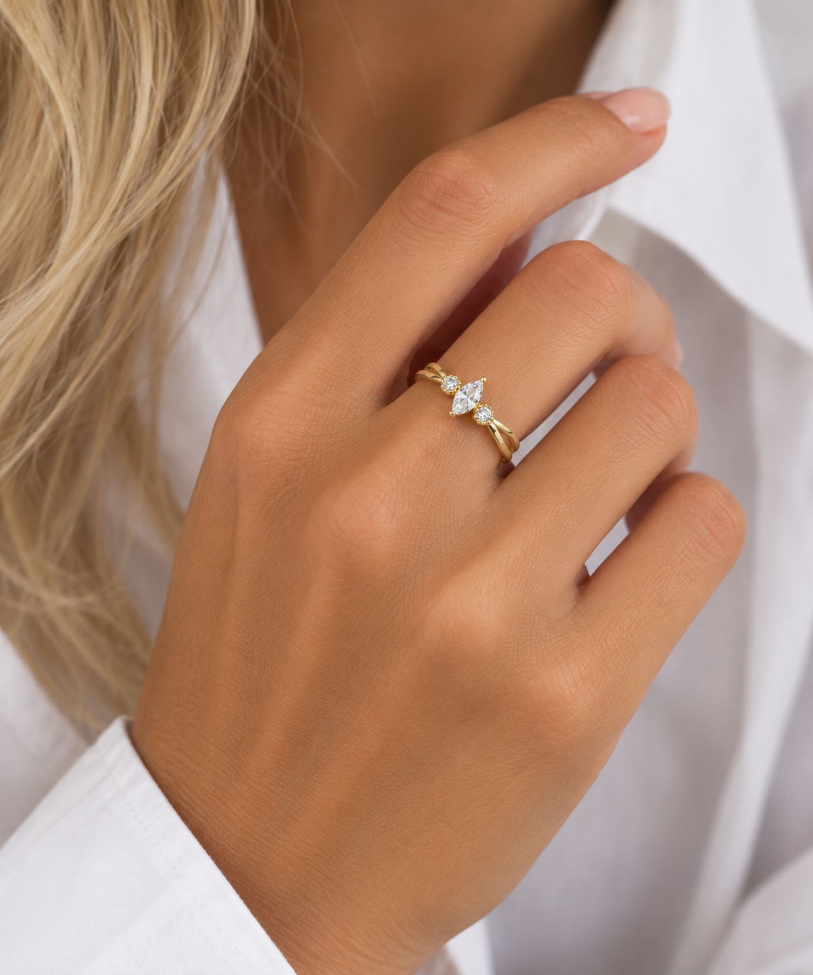 9ct Gold Marquise Trio Ring