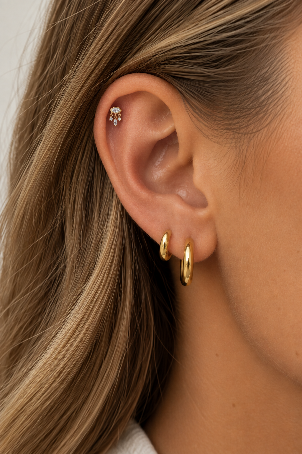 9ct Gold Marquise Drop Flatback