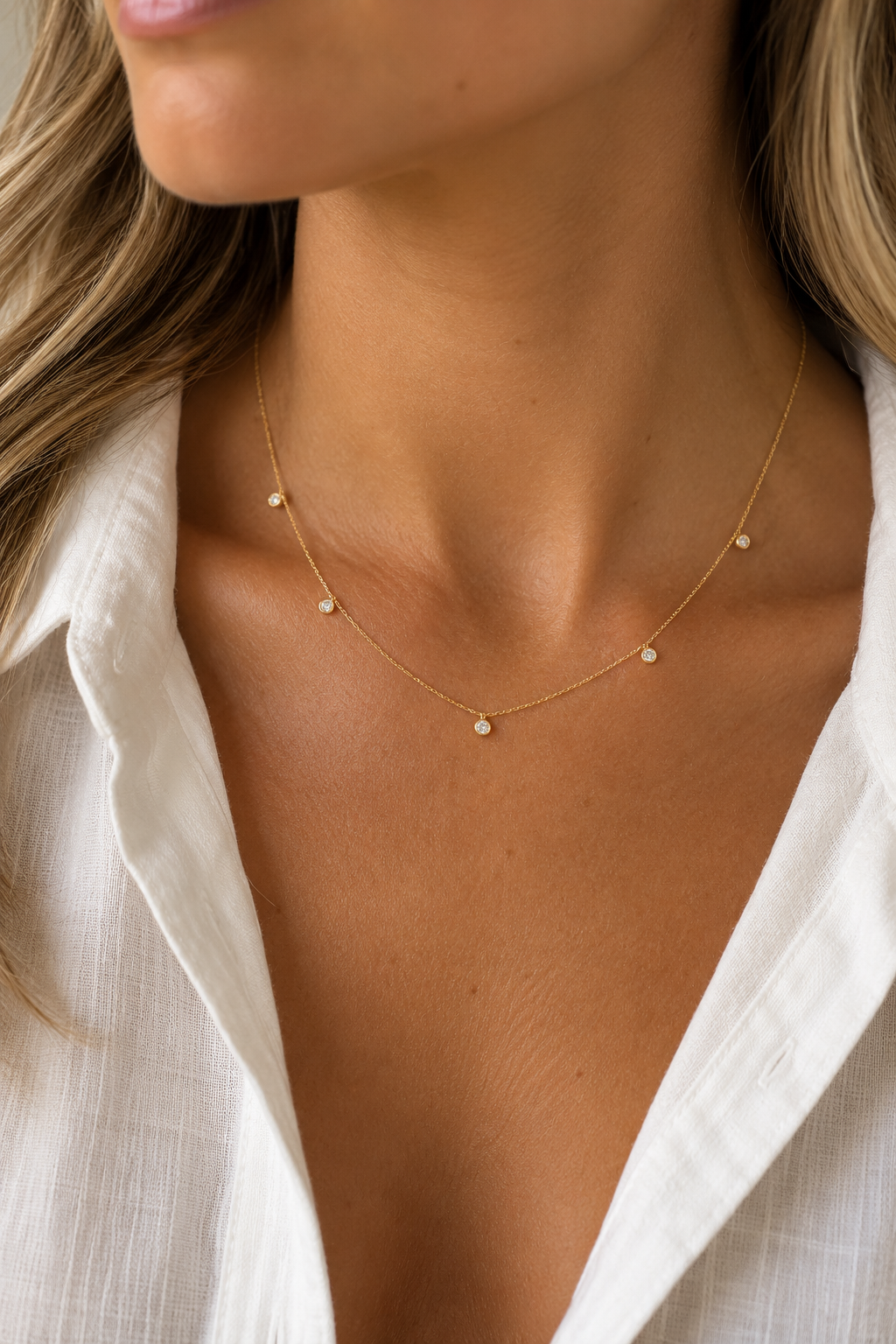9ct Gold Five Droplet Necklace