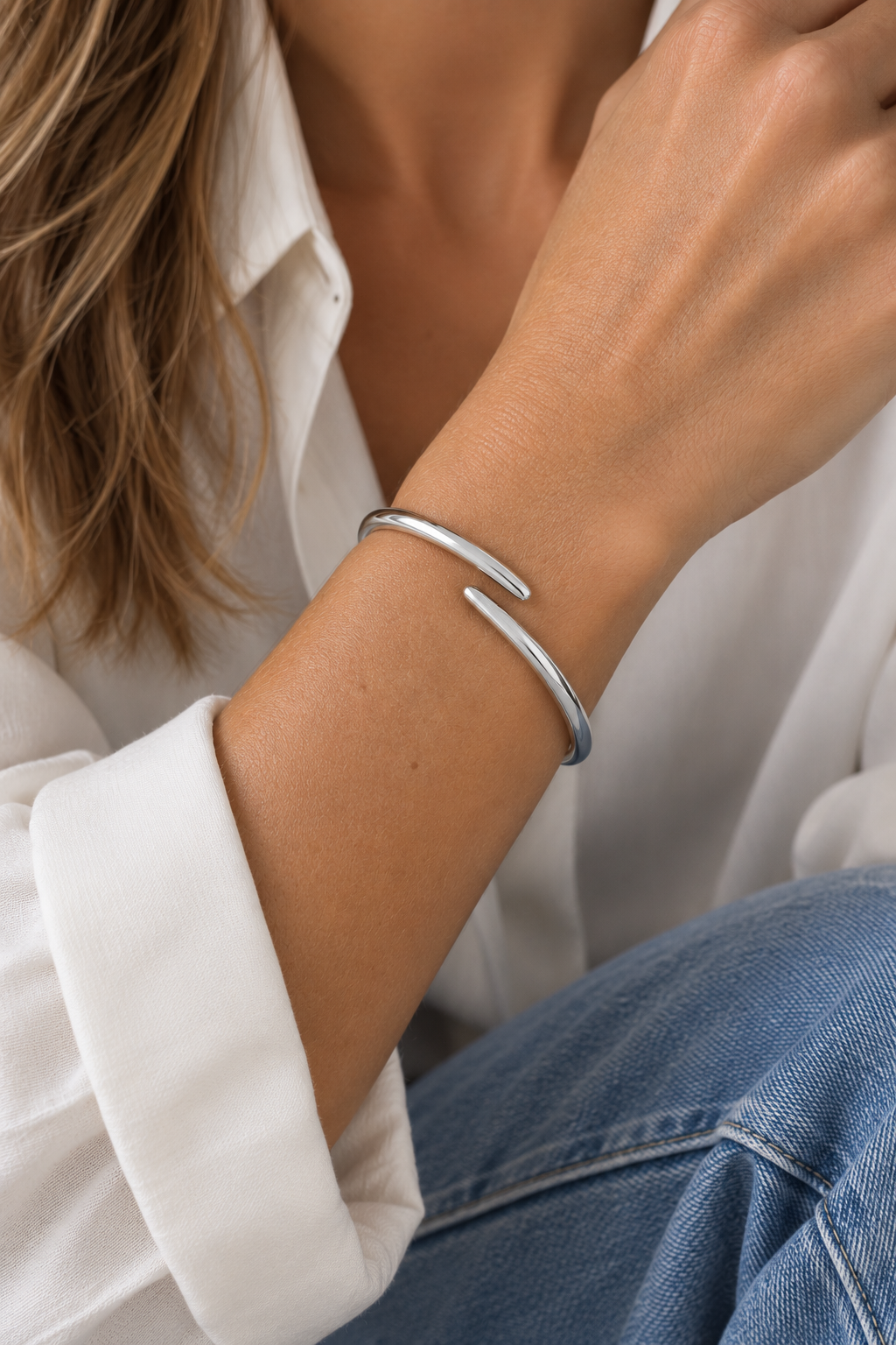 Silver Open Bangle