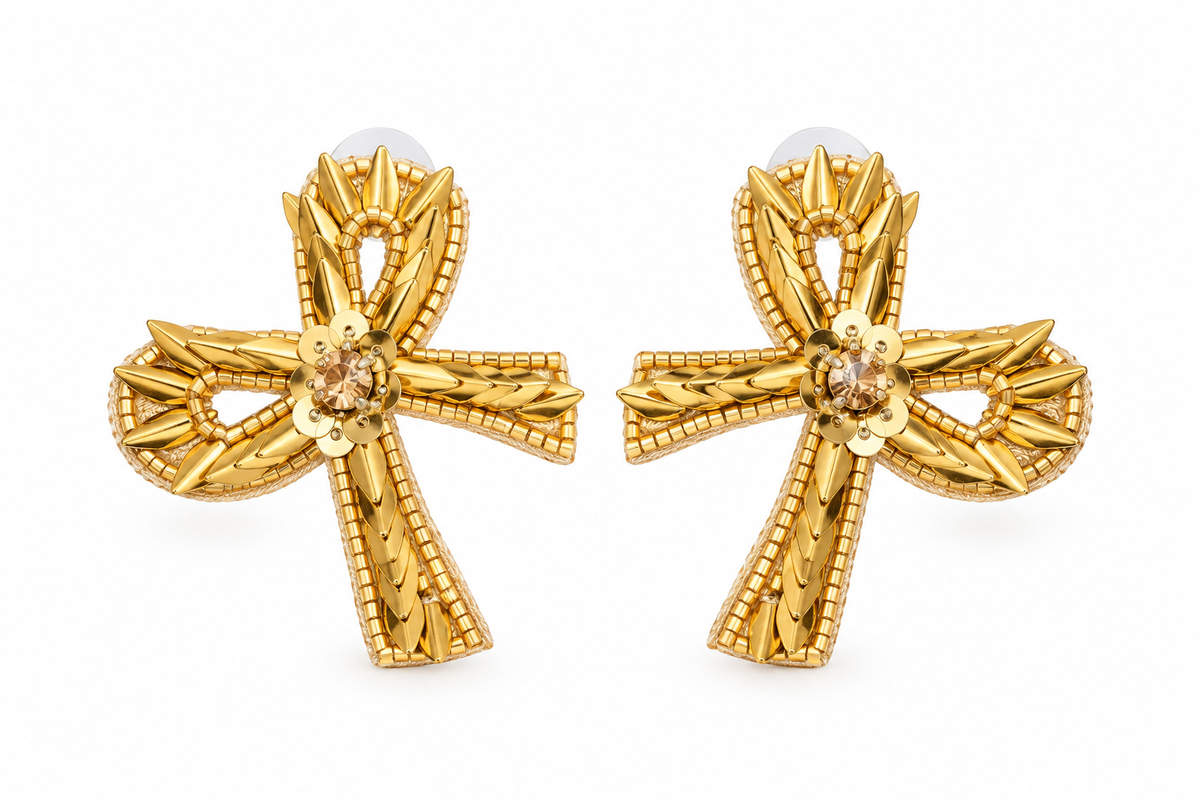 Gold Bow Statement Earrings