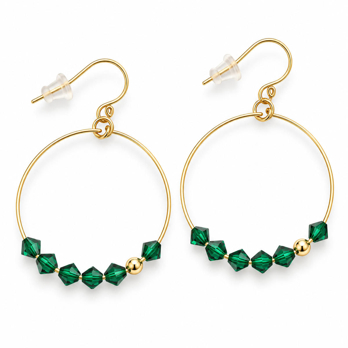 Emerald  Crystal Row Hoop
