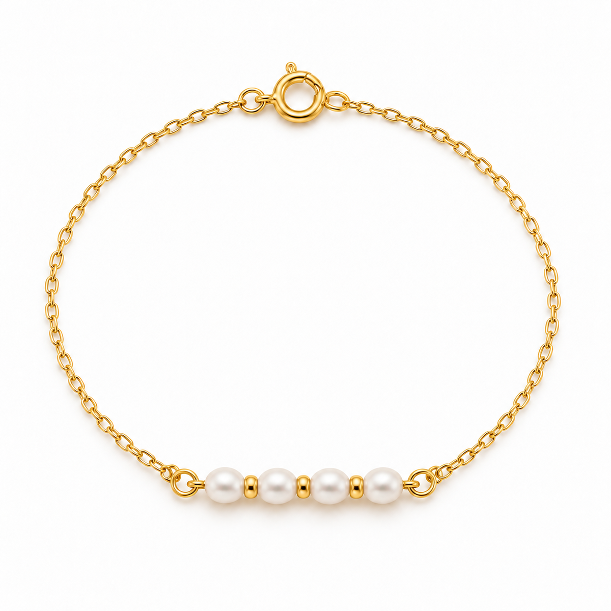 Rice Pearl And Flat Bead Bracelet