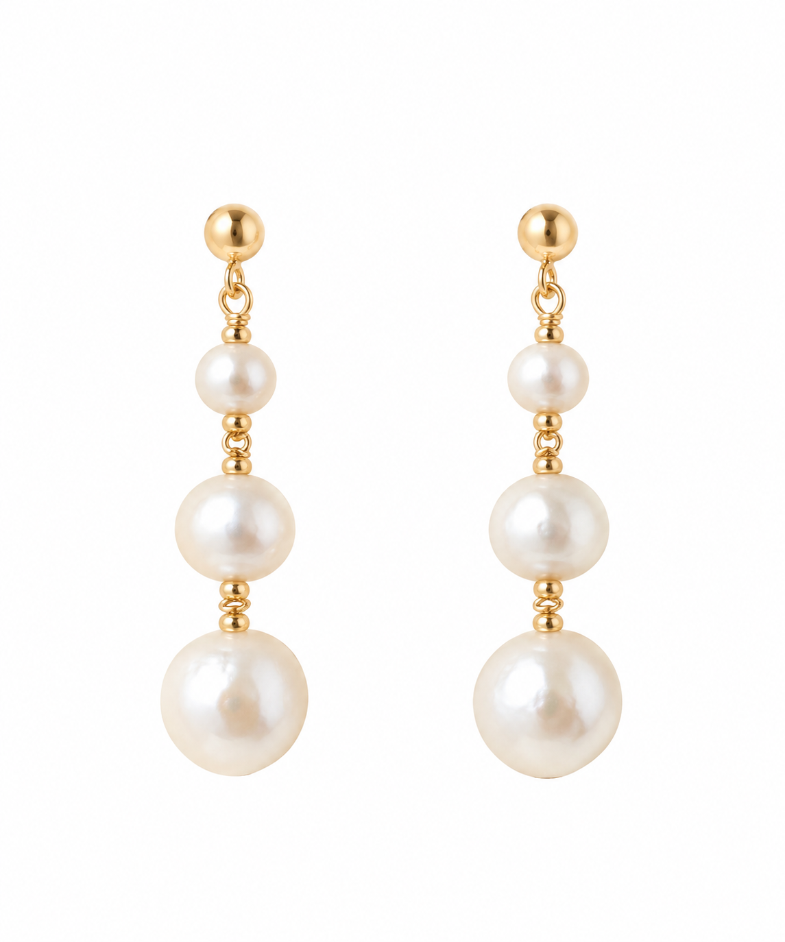 Three Pearl And Ball Stud