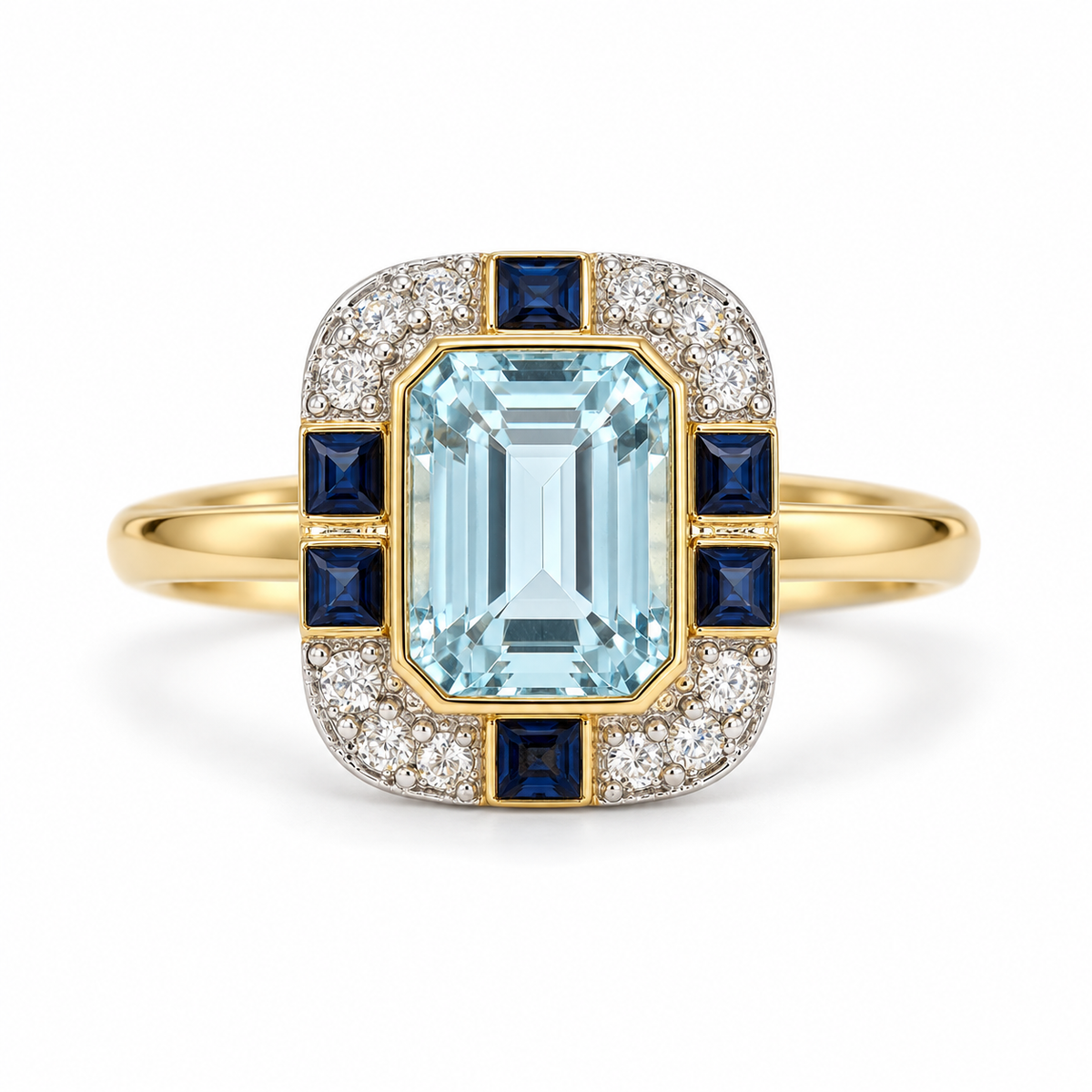 Topaz, Sapphire & Diamond Art Deco Ring