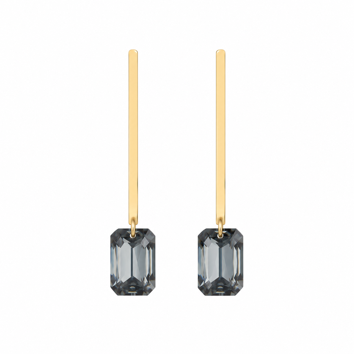 Graphite Emerald Cut Flat Bar Earrings