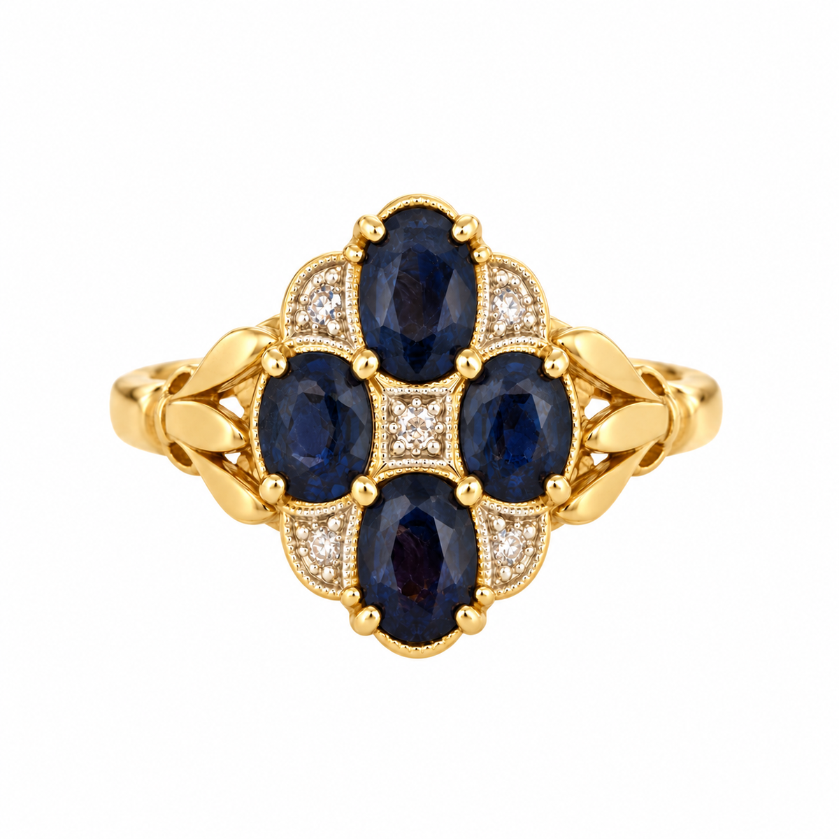 Sapphire & Diamond Cluster Ring