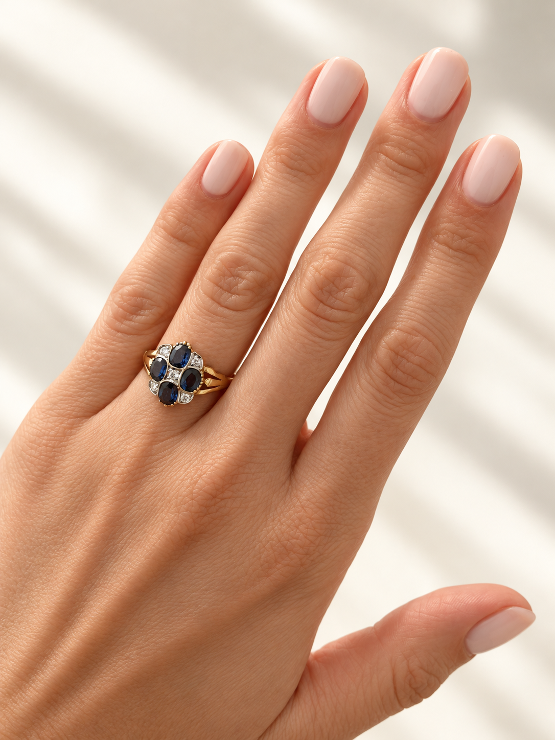 Sapphire & Diamond Cluster Ring
