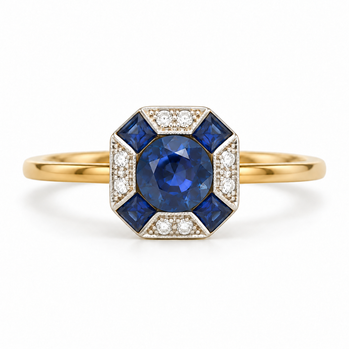 Sapphire & Diamond Art Deco Ring