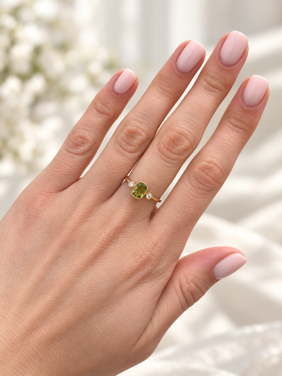 Peridot & Diamond Ring