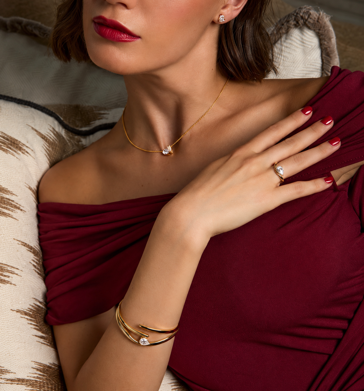 Gold Pear Drop Bangle