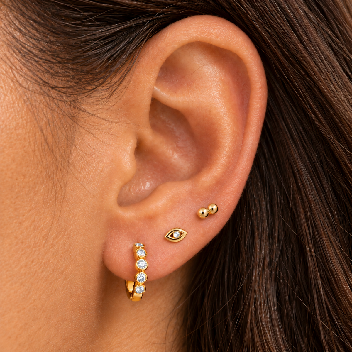 Gold Cubic Eye Stud