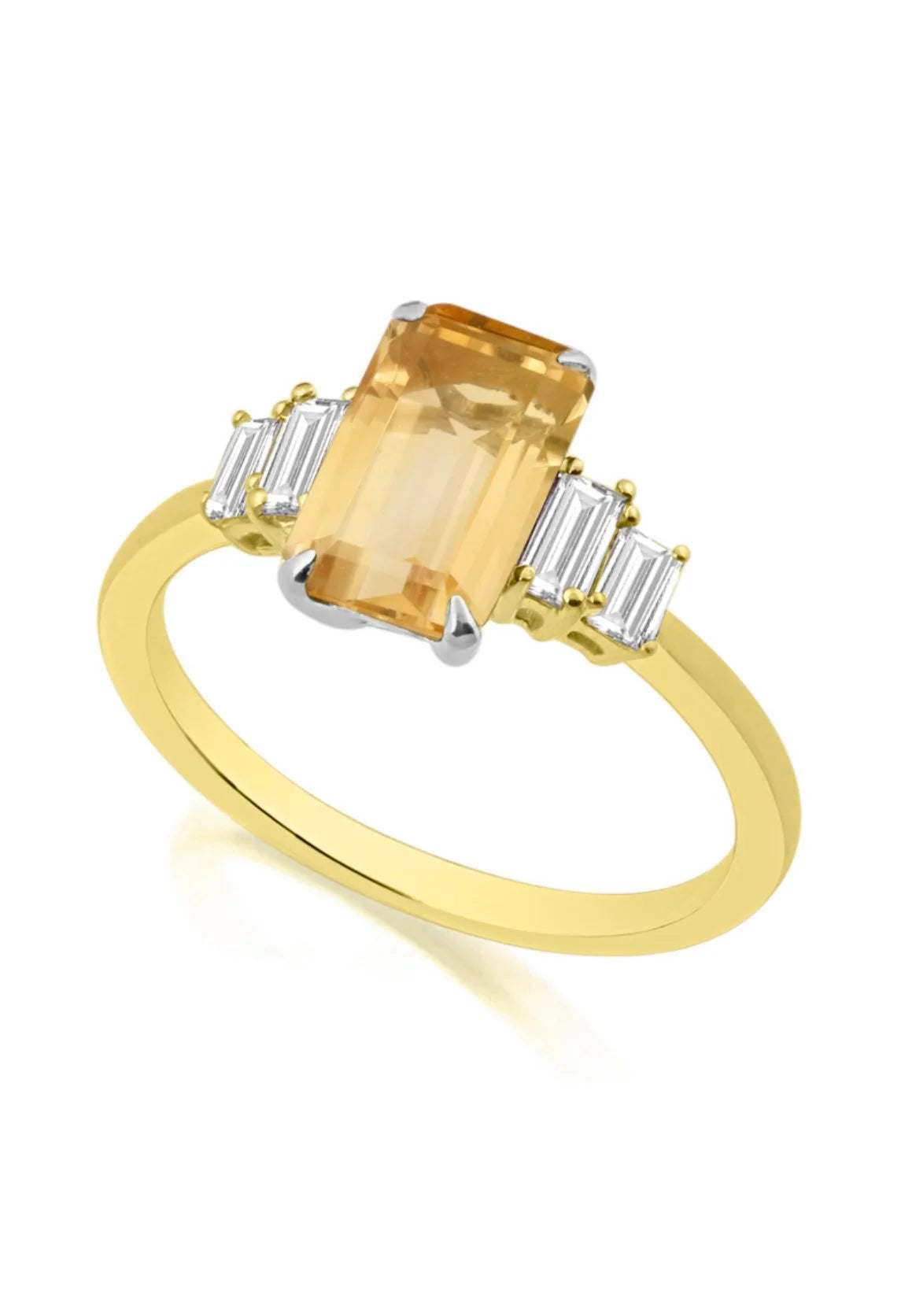 9ct Gold  Citron and Diamond Ring