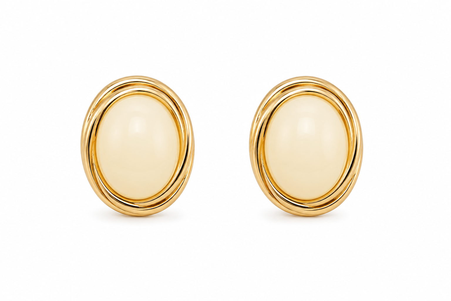 Cream Oval Earrings