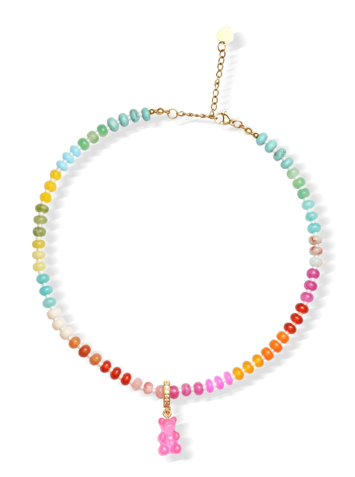 Tropical Pink Nostalgia Bear Necklace