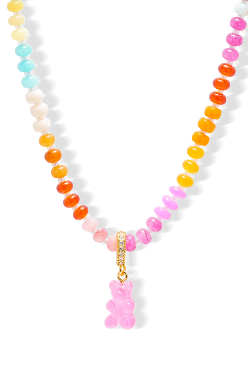 Tropical Pink Nostalgia Bear Necklace