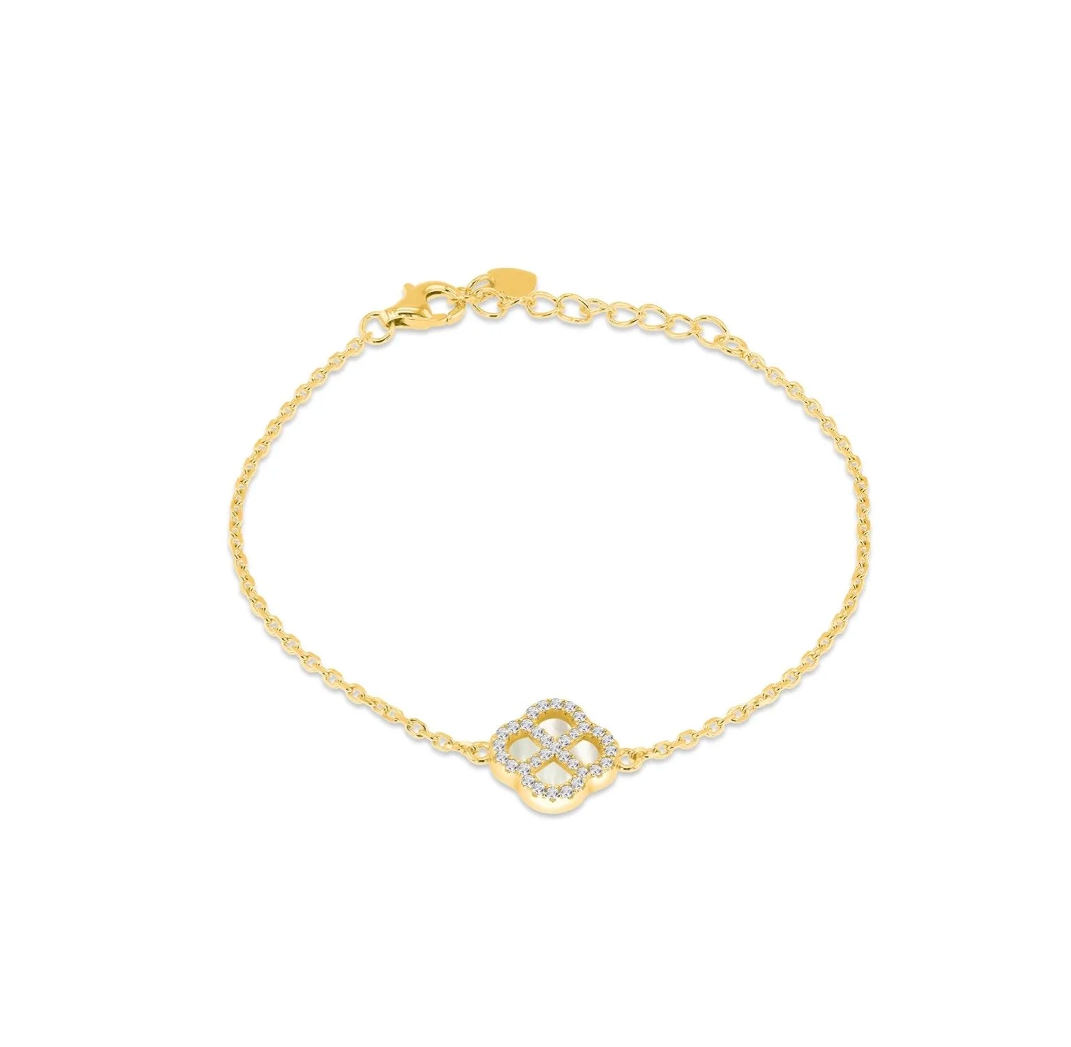 Gold Mother Of Pearl Clover Bracelet
