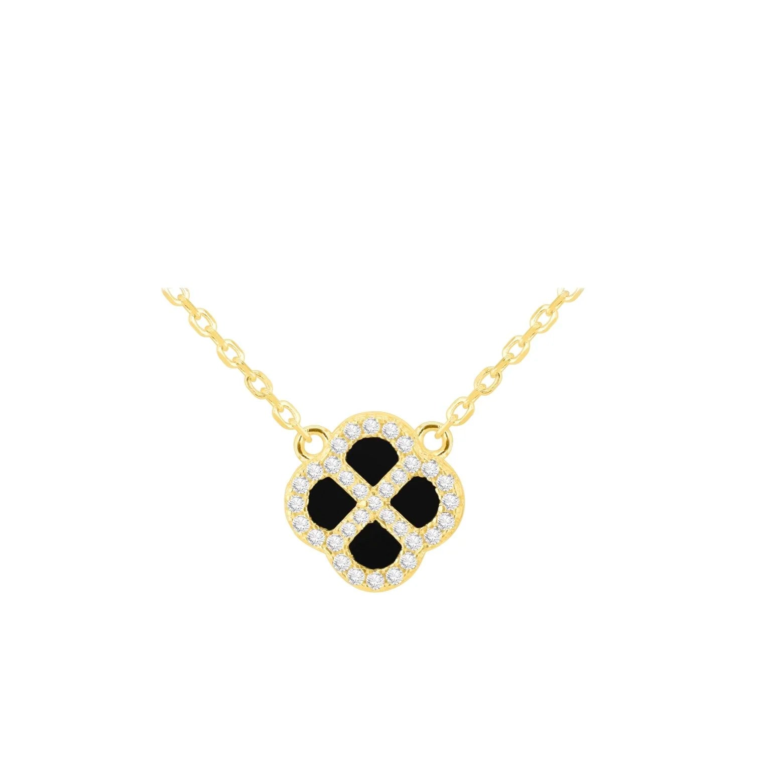 Black Agate Clover Necklace