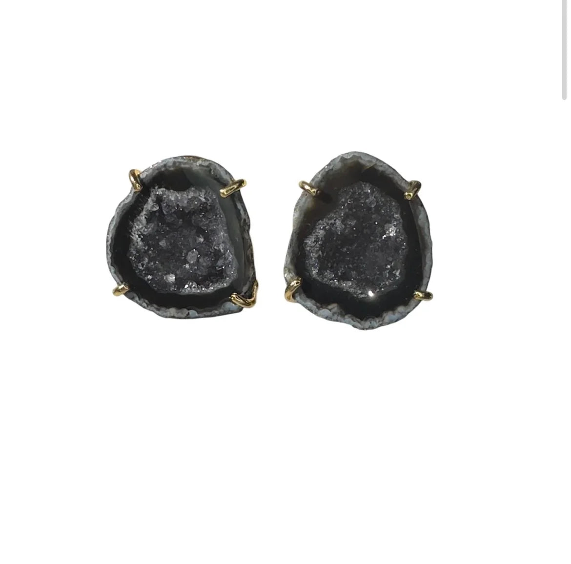 Geode Black Tassel Earrings
