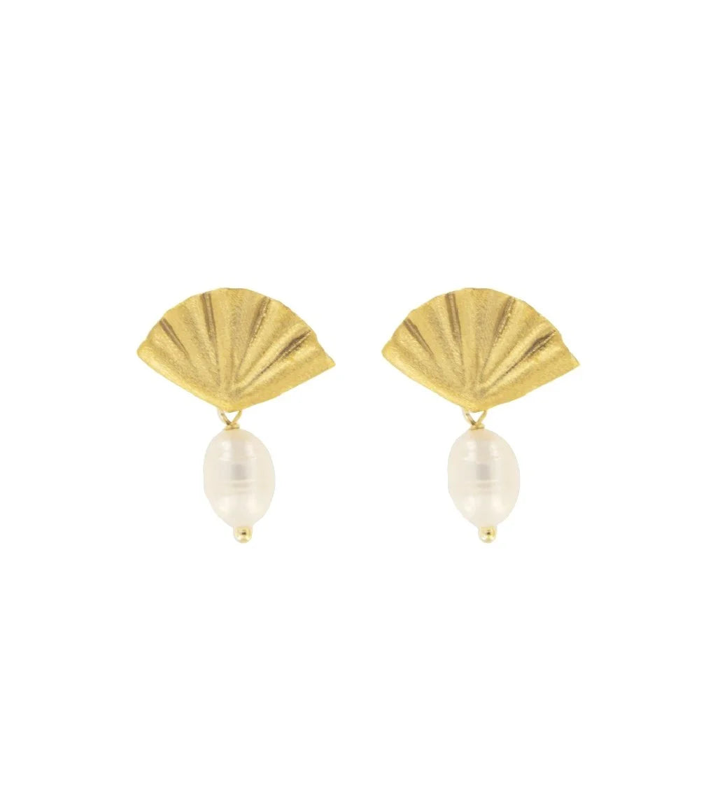 Fan Pearl Stud Earrings