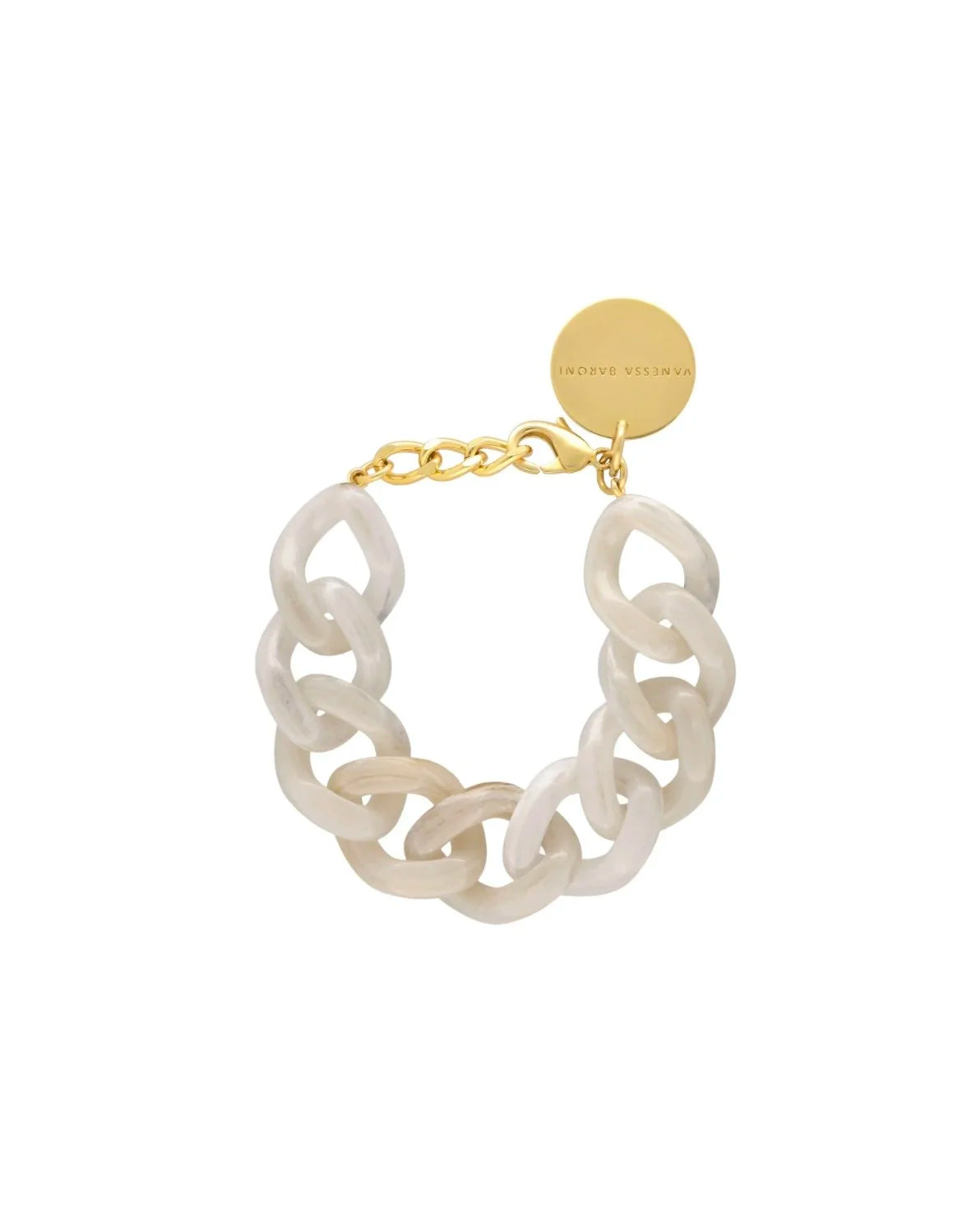 Flat Chain White Marble Bracelet