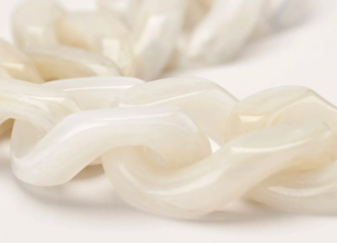 Flat Chain White Marble Bracelet