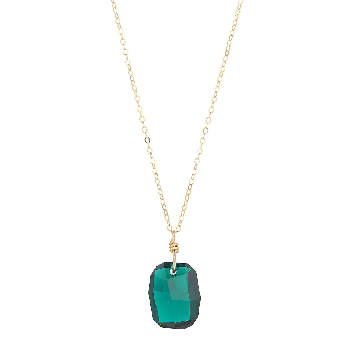 Emerald Rectangle Pendant Necklace