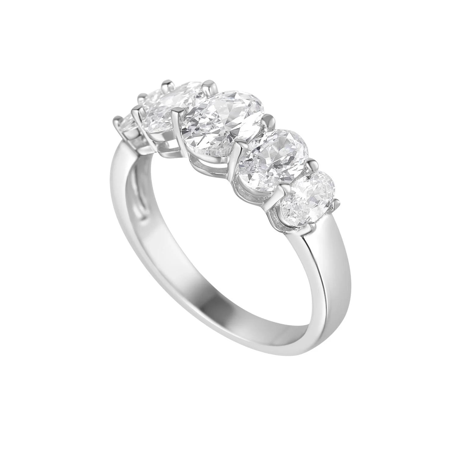 Silver Five Oval Stone Ring