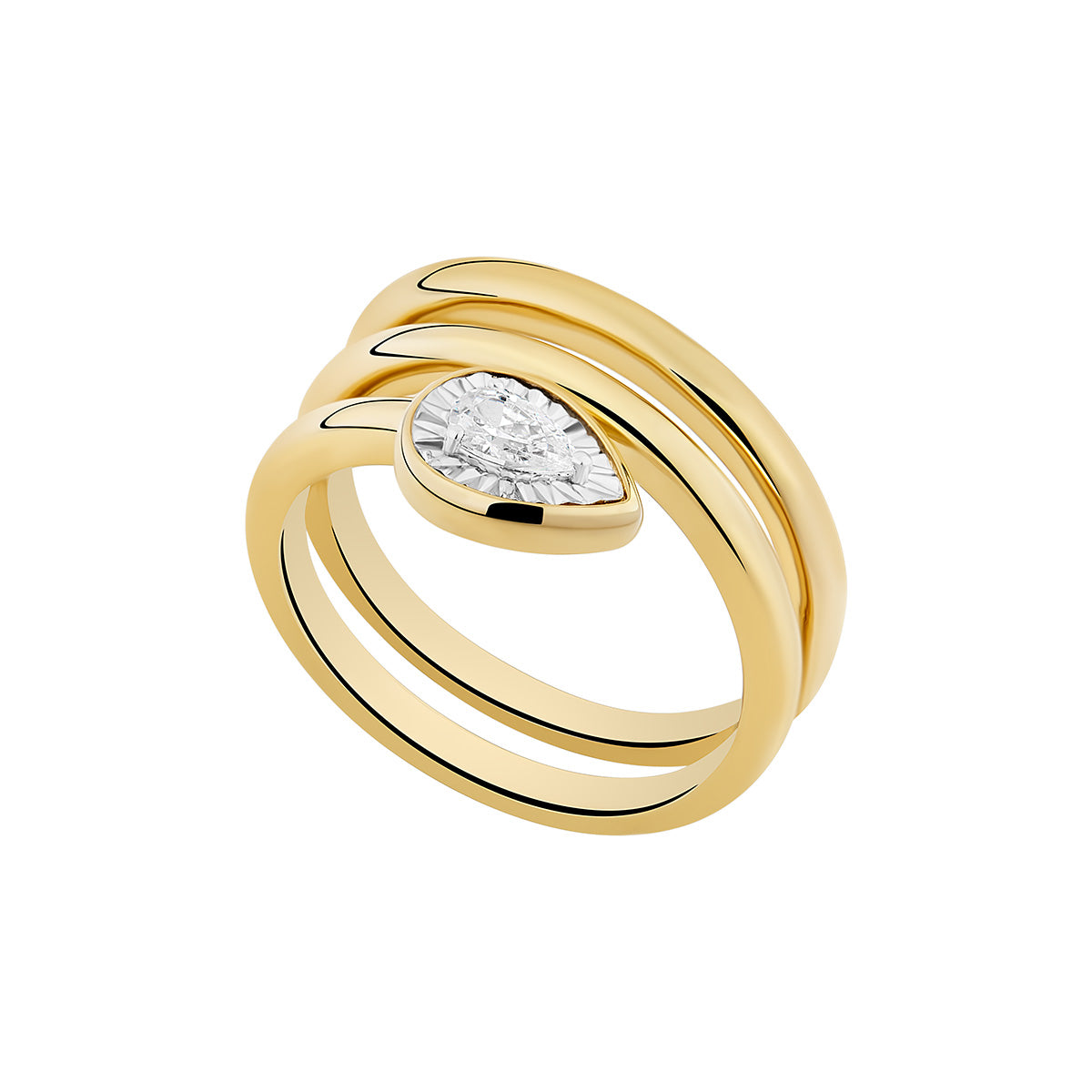 Gold Pear-Cut Triple Band Ring