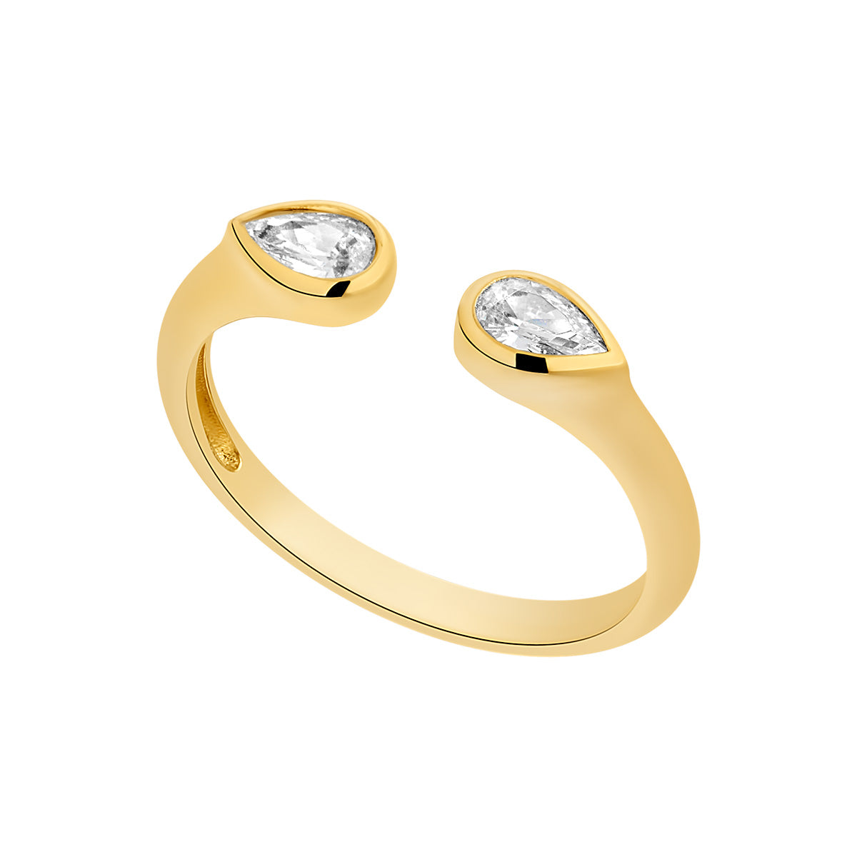 Gold Double Pear Open Ring